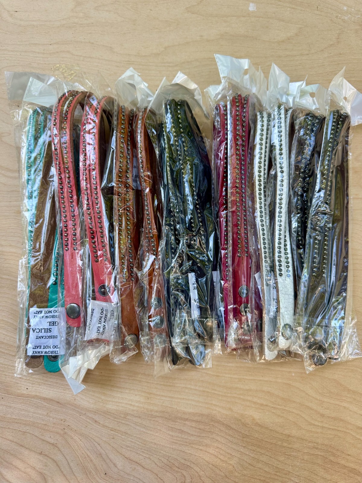 Wholesale Studded Leather Wrap Bracelets Multi Color Pack – 14 Pack