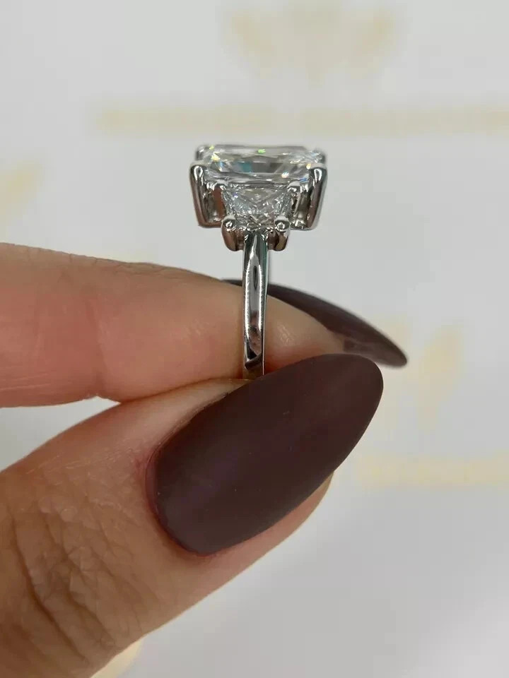 4Ct Radiant Cut Lab Created Diamond 14k white Gold FN Wedding/Engagement Ring