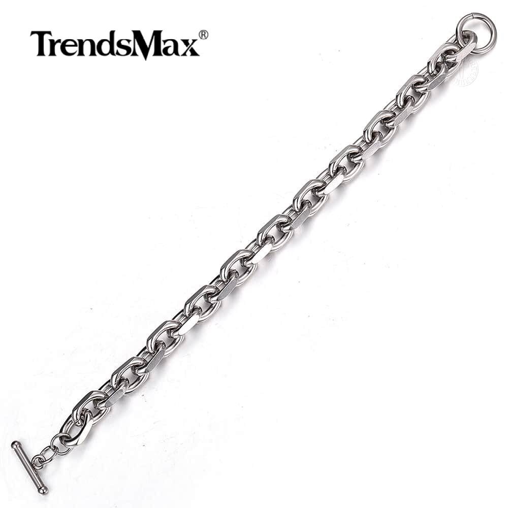 9mm 7-9″ Silver Stainless Steel Cable Link Bracelet Men Boys Chain TOGGLE Clasp
