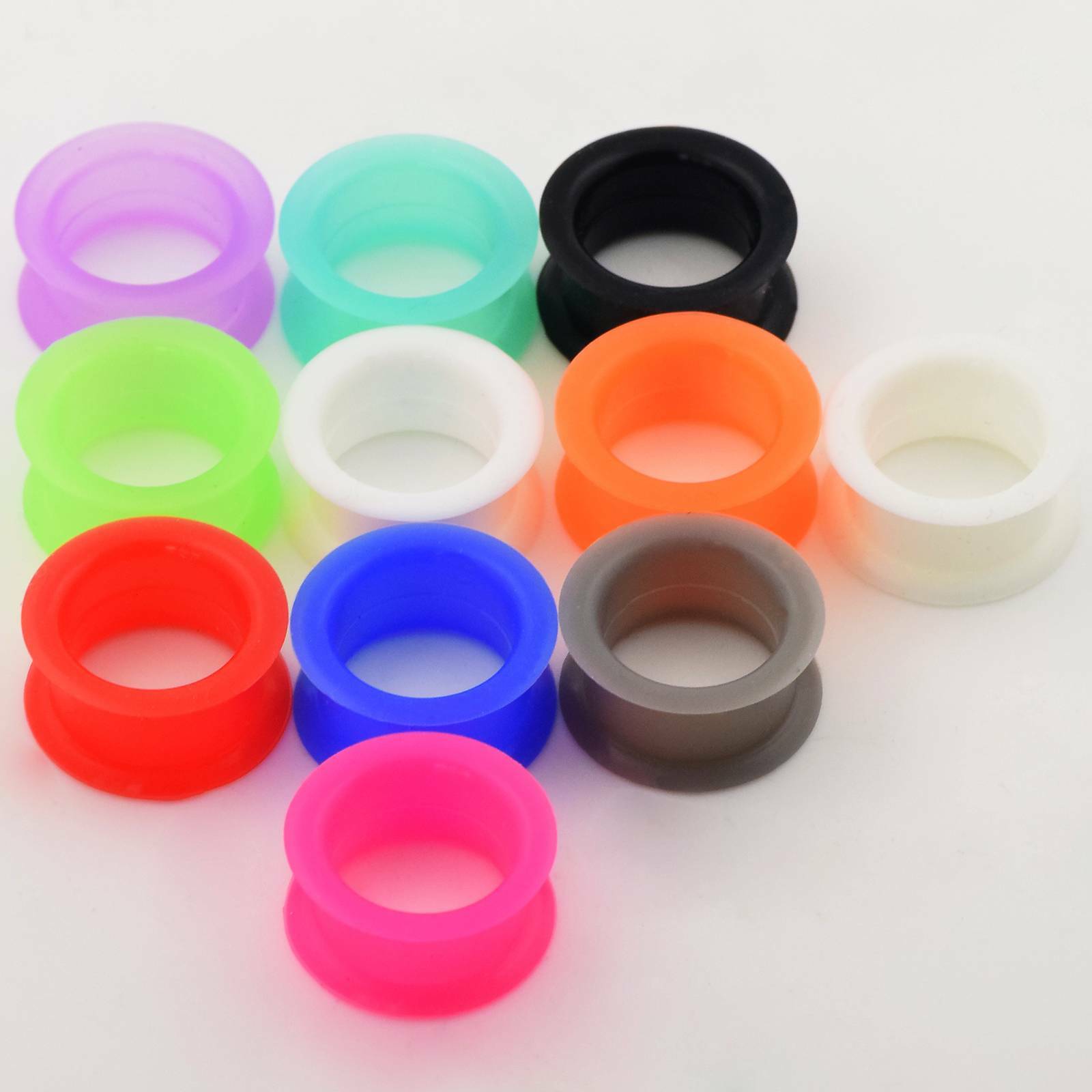 50Pcs Thick Silicone Ear Gauges Kit Soft Flesh Tunnels Ear Plugs Piercing 2g-1″