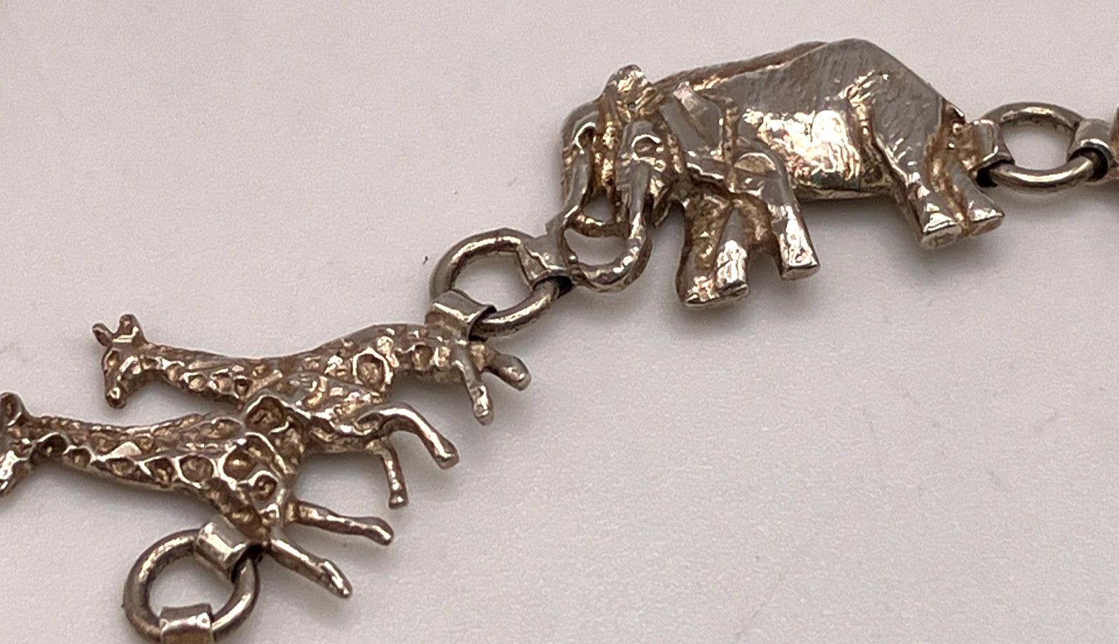 Signed SA Sterling Silver 925 Noahs Ark Bracelet with Ark and Animals 7.0”