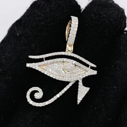 1.70Ct Round Cut Lab Created Diamond Eye of Ra Pendant 14K Yellow Gold Plated