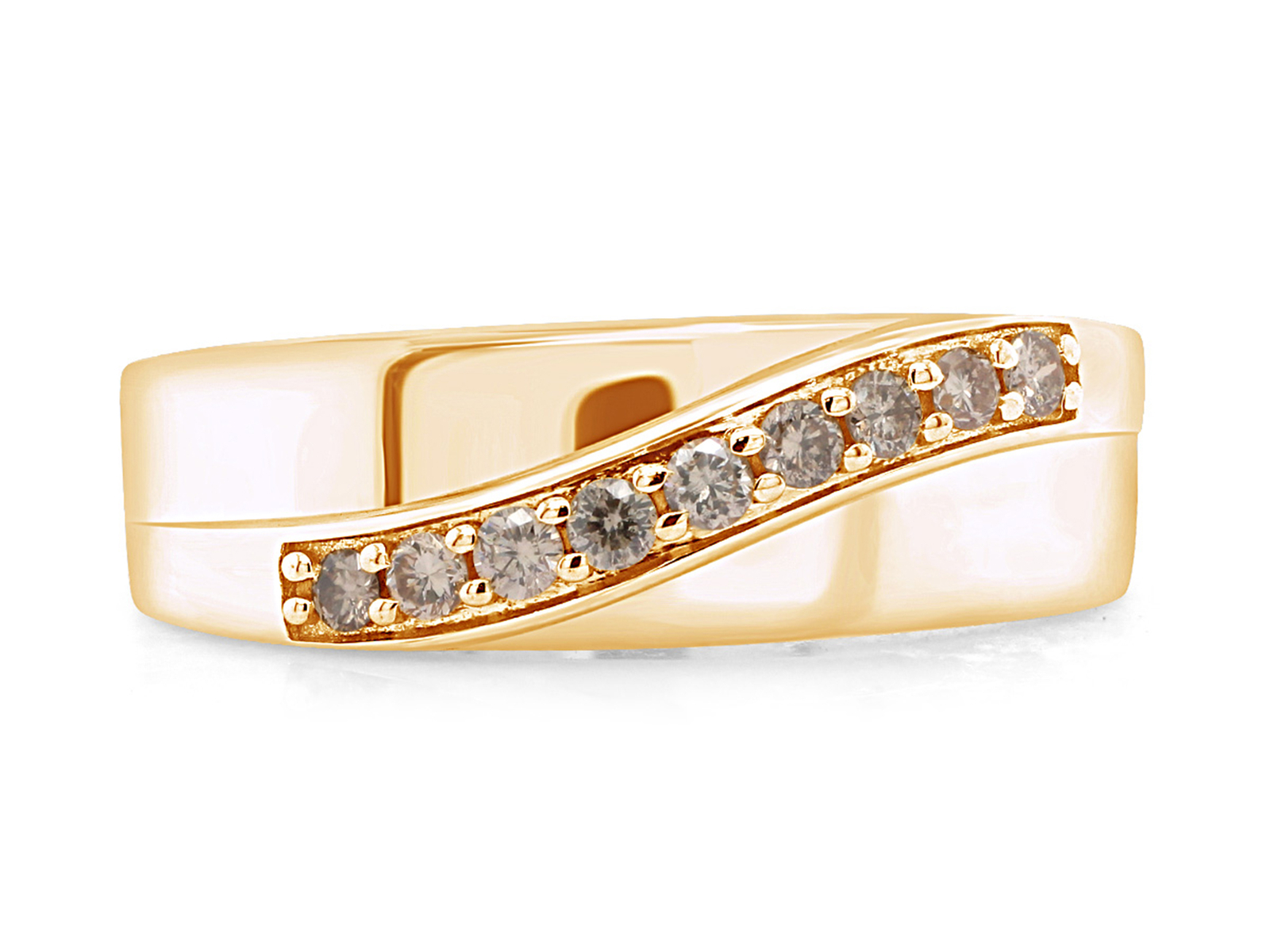 0.25 Carat Round Brown Natural Diamond Men’s Band Ring 14K Yellow Gold Plated
