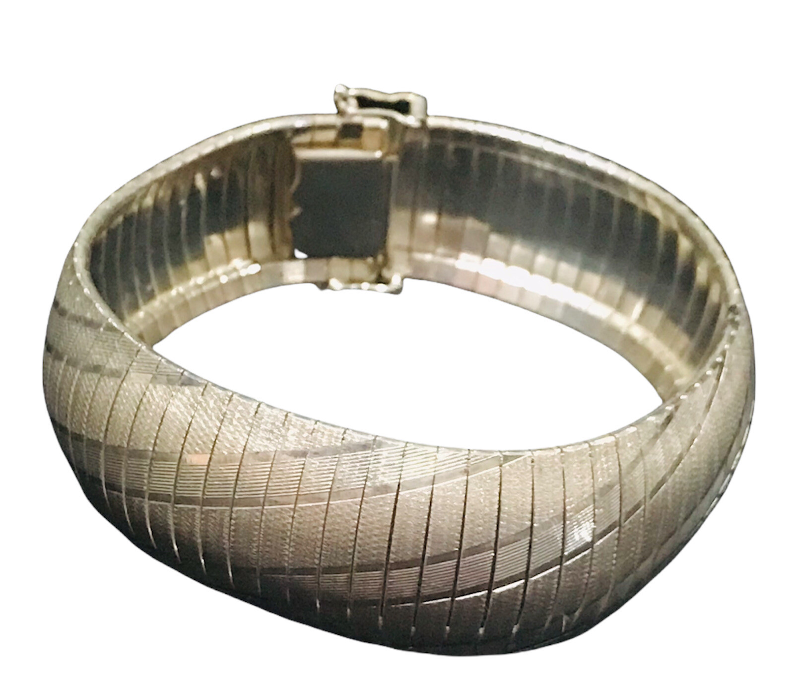 vintage sterling silver diamond cut bracelet italy SU 28.5 Grams 7.5”