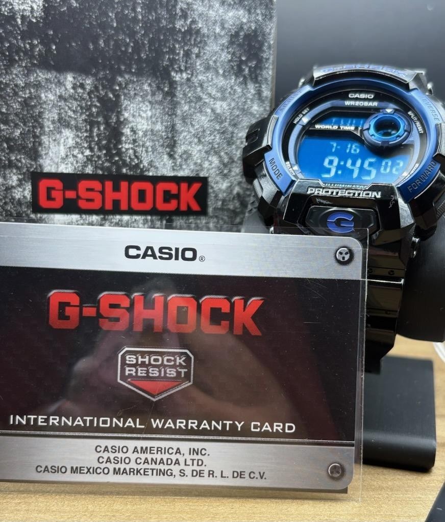 Casio G-Shock G-8900A-1 Glossy Black Blue Dial Digital Men’s Watch 200M NIB