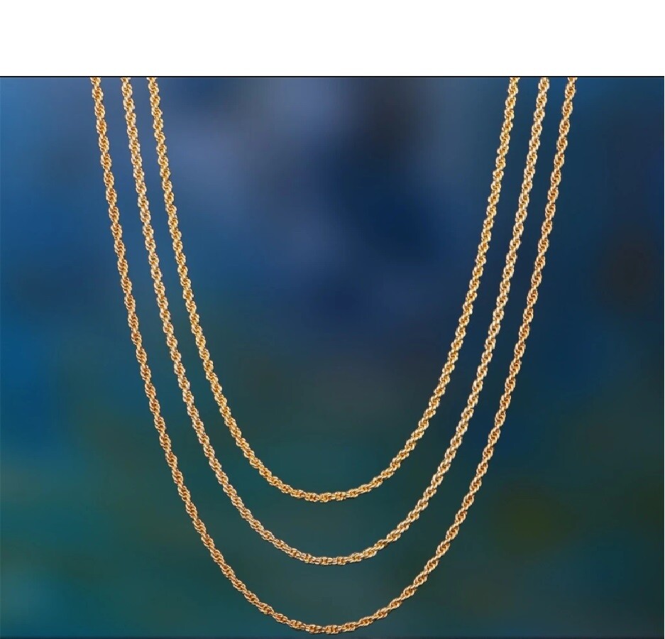 Genuine 18K Gold Filled 1.7mm Rope Chain Necklace 16″ 18″ 20″ 22″ 24″ 26″ 28-32″