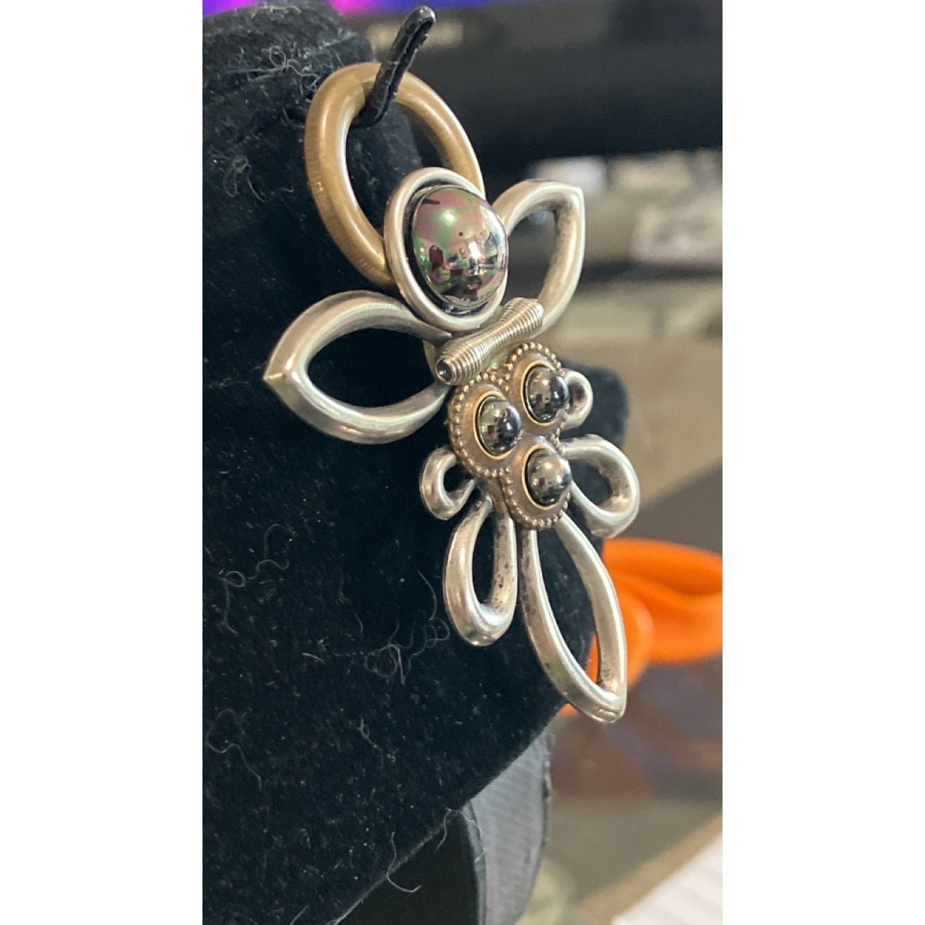 Modern Mixed Metals and Hematite Brooch
