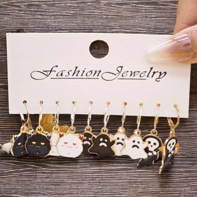 Halloween Earrings Set Ghost Pumpkin Devil Charms for Women