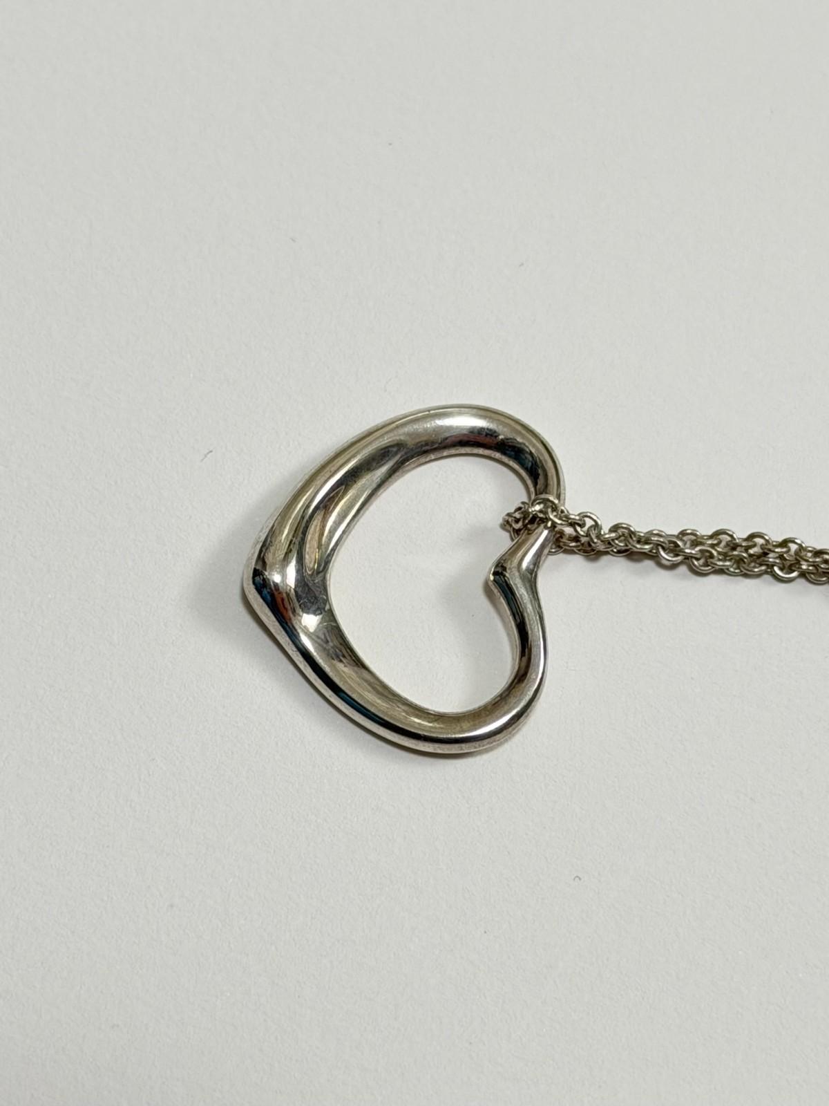 Tiffany & Co. Large Open Heart Pendant Necklace Peretti Silver925 excellent F/S