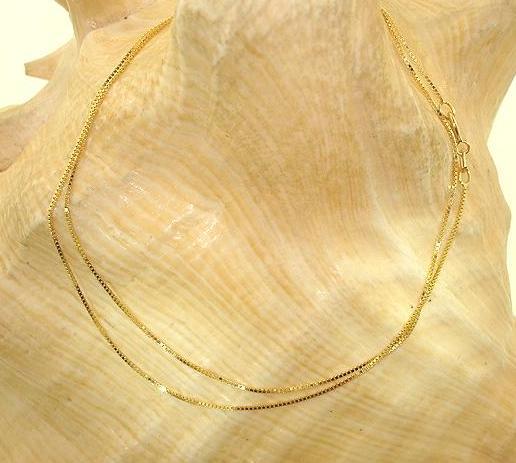 0.6MM PETITE 14K YELLOW GOLD PAVE-CUT DC BOX CHAIN NECKLACE 16-24″ 0.90-1.5GR #1