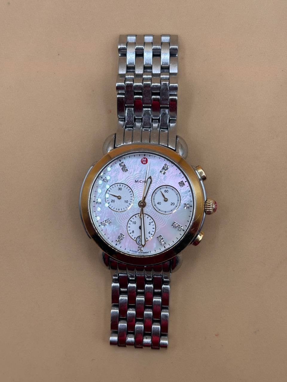 Michele Sydney MW30A Chronograph Mother Pearl Diamond Dial Quartz Watch R19 PH9