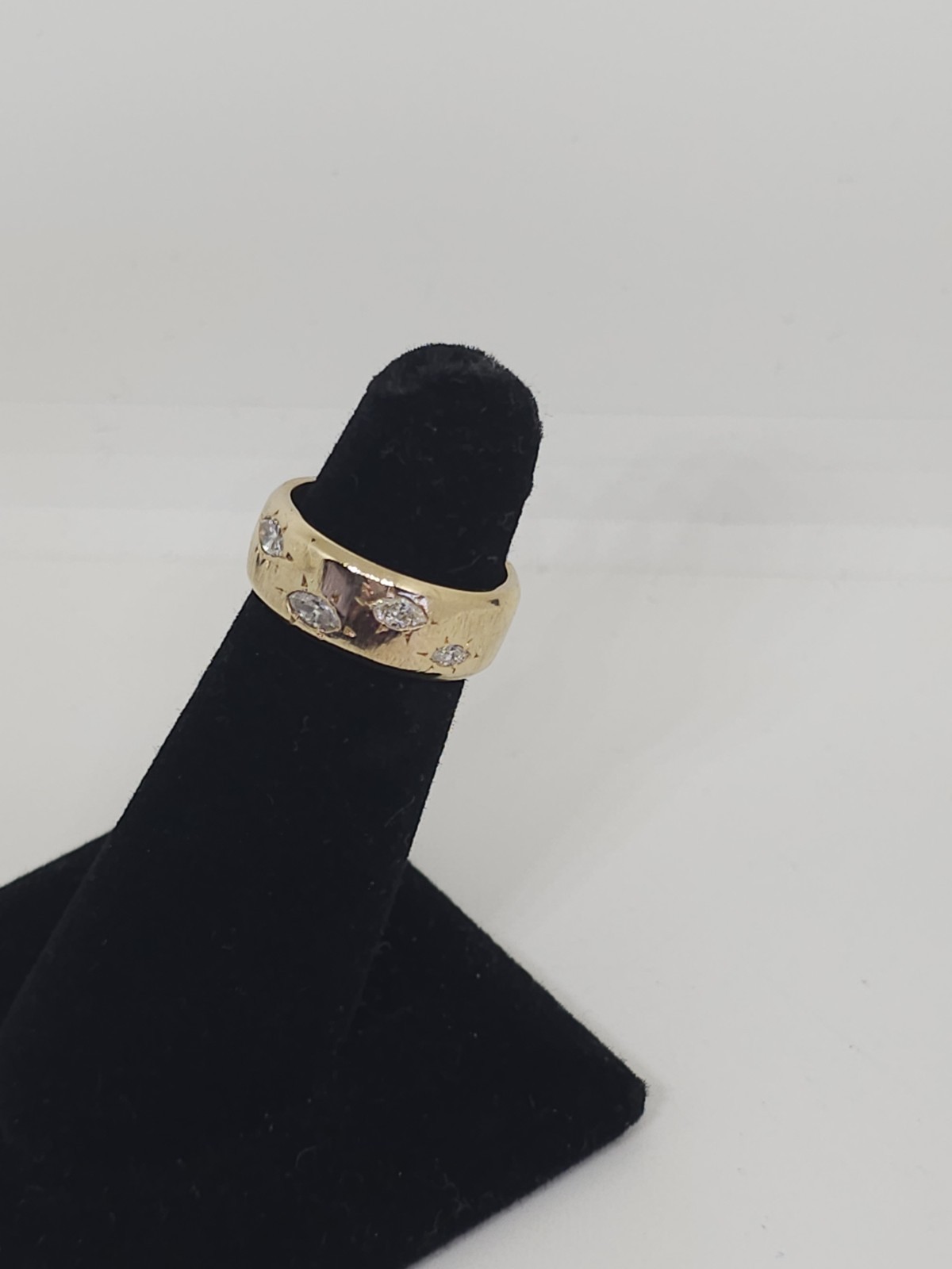 Custom Design 14k Yellow Gold 7.8 mm Wide Marquise Diamond Band 1ctw Size 5