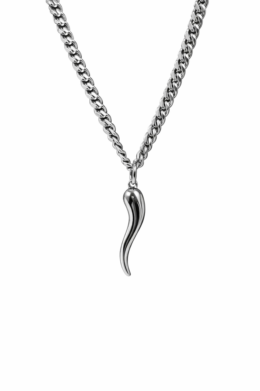 Large Stainless Steel Italian Horn Cornicello Necklace