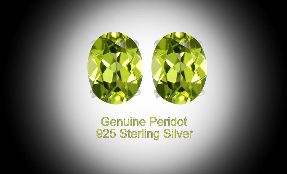 Women’s 925 Sterling Silver 4 Ct Peridot 6mm Oval Stud Earrings