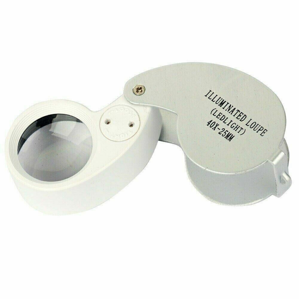 40X Magnifying LoupeJewelry Eye GlassMagnifier LED Light Jewelers Loop Pocket-1