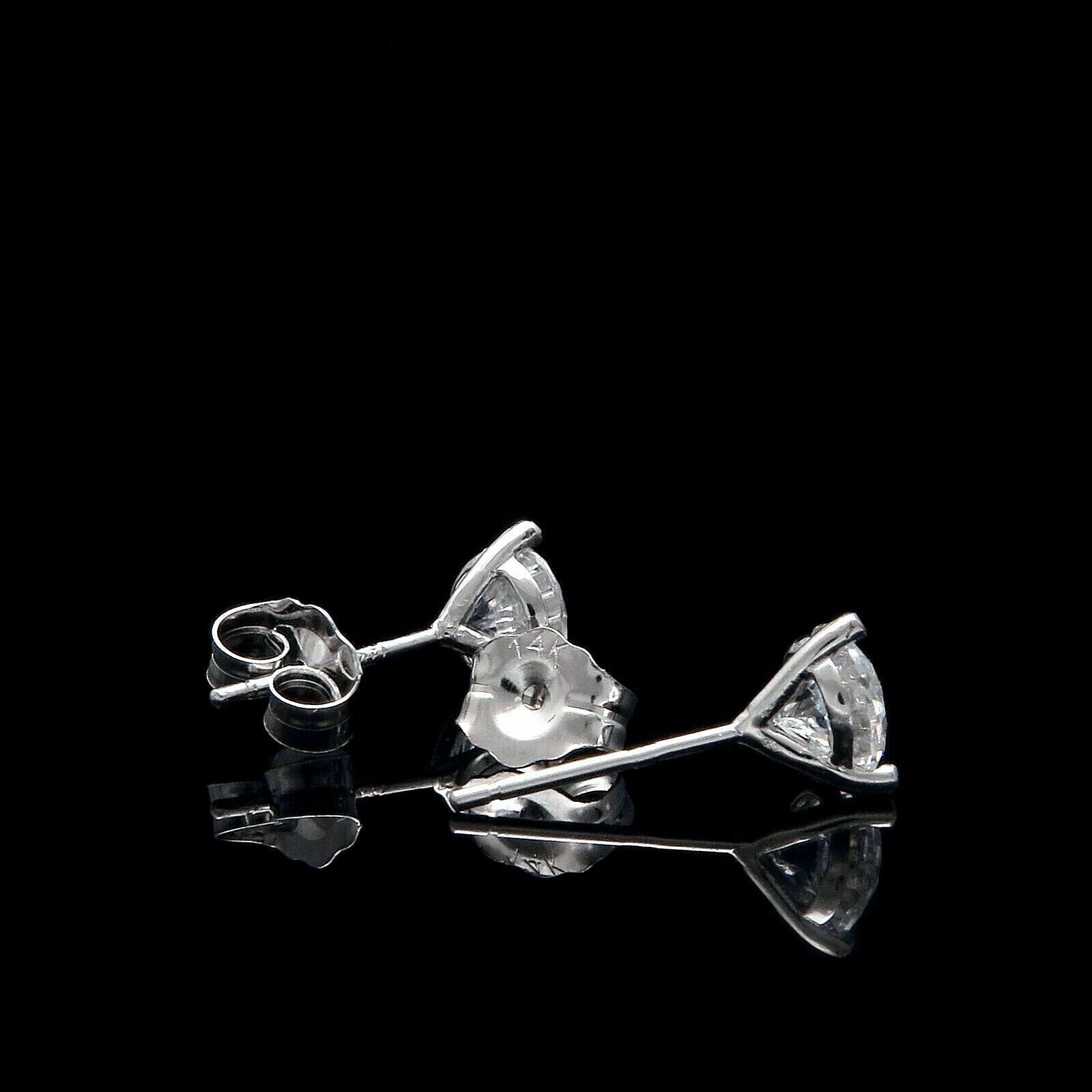 1Ct Lab Created Diamond Solitaire Round Cut Stud Earrings 14K White Gold Plated