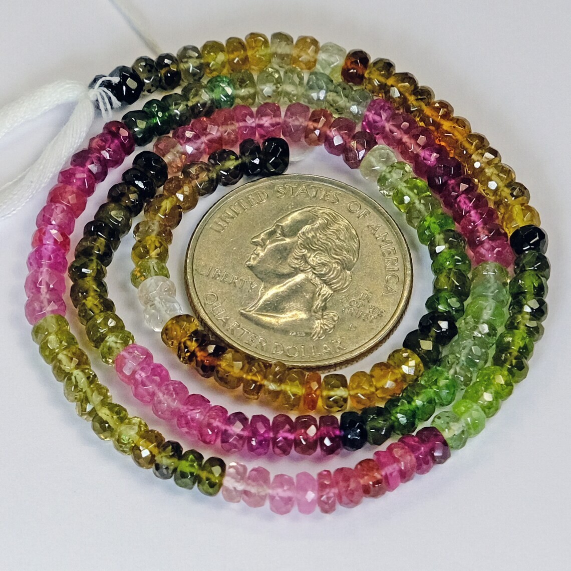 4.2mm Brazilian Tourmaline Faceted Rondelle Bead 16 inch strand