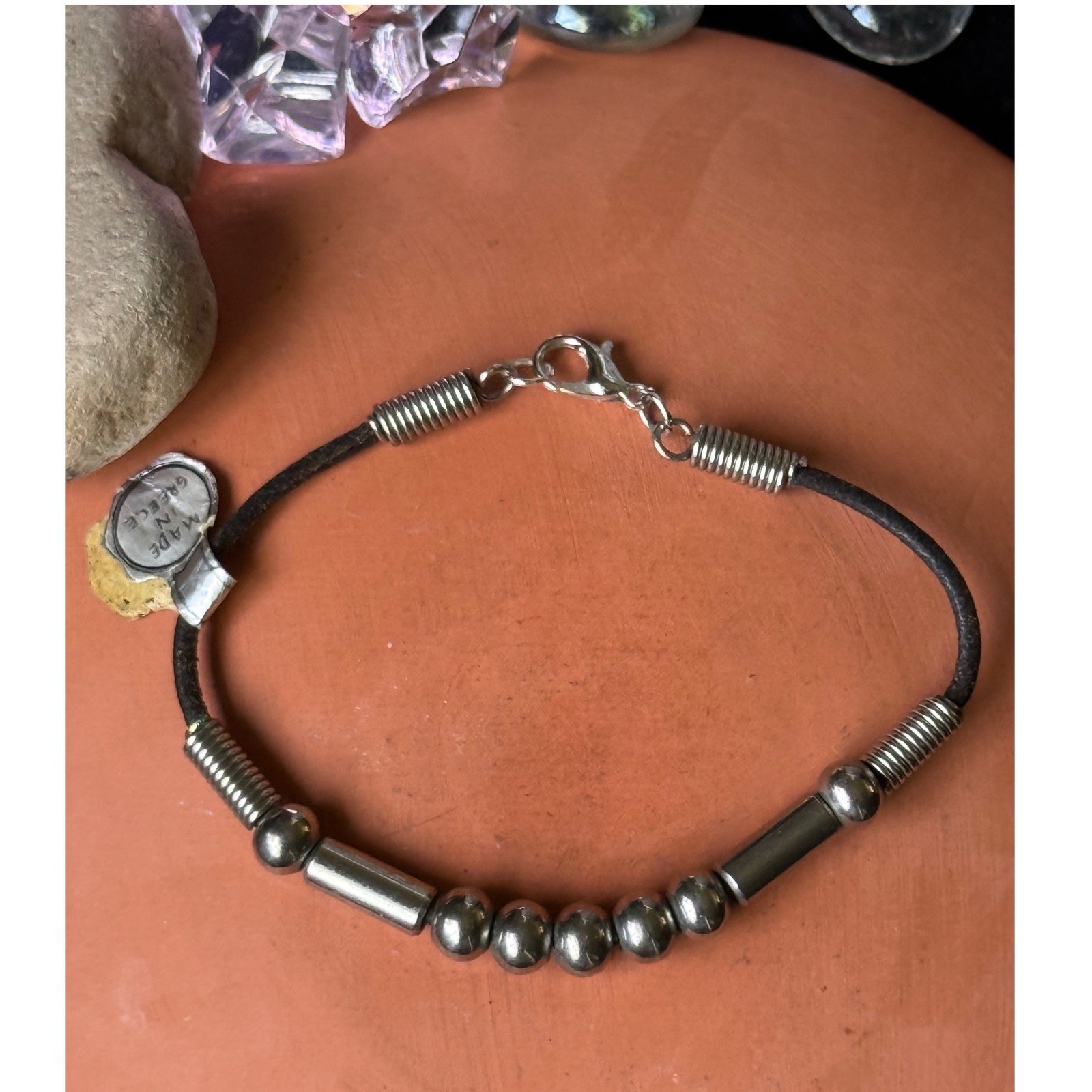 Vintage Indian Metal & Leather Bracelets Set of 2 | Handmade Boho Ethnic India