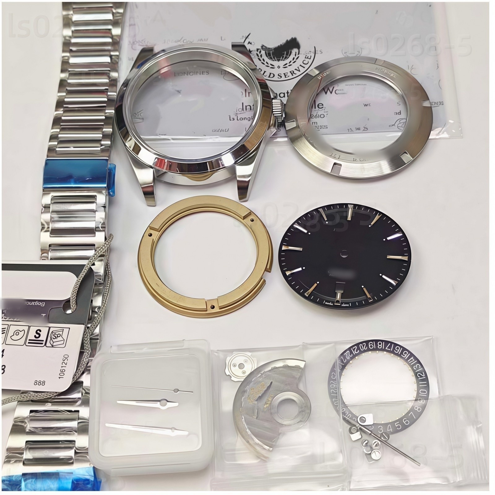 41mm stainless steel kit + dial + hands + watch strap For 2824/2892