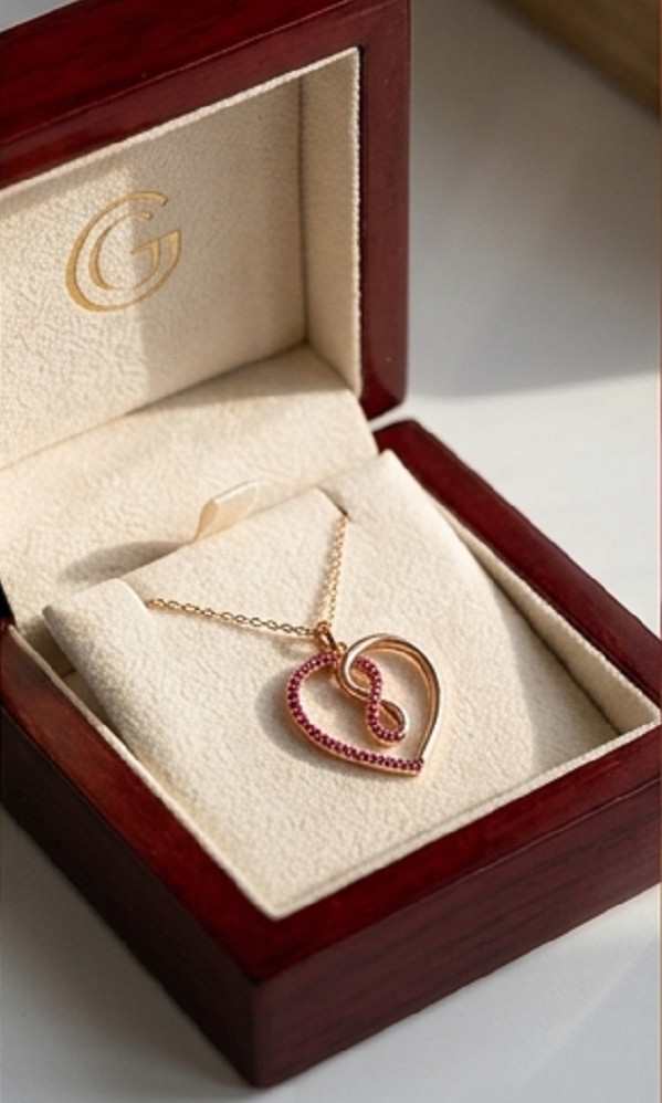4ct Round Simulated Red Ruby Heart Pendant Necklace Women’s 14k Rose Gold Plated
