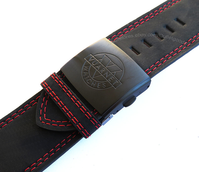 28mm Black Leather Deployant Deployment Clasp Watch Band Strap By Vuarnet $59
