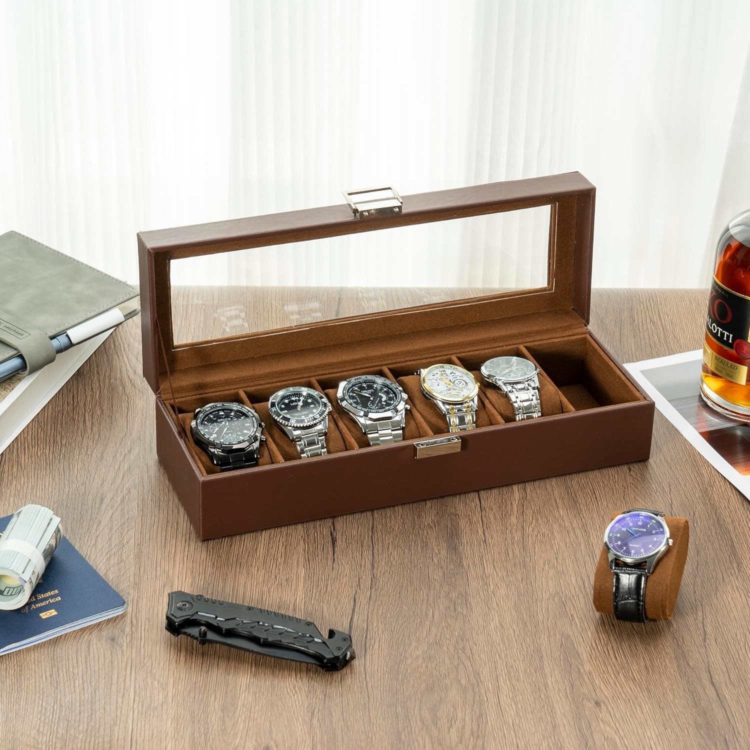 Multi-Functional 6-Slot Watch Display Case – Birthday and Anniversary Gift