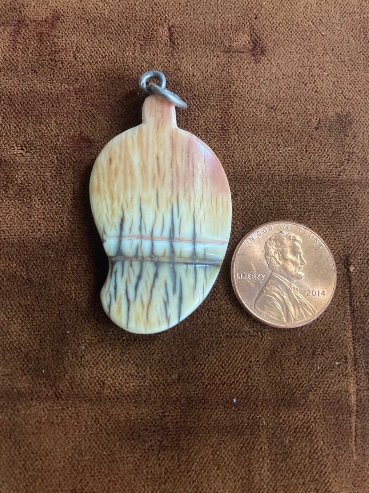 ANTIQUE HAND CARVED NEPALESE TEARDROP PENDANT
