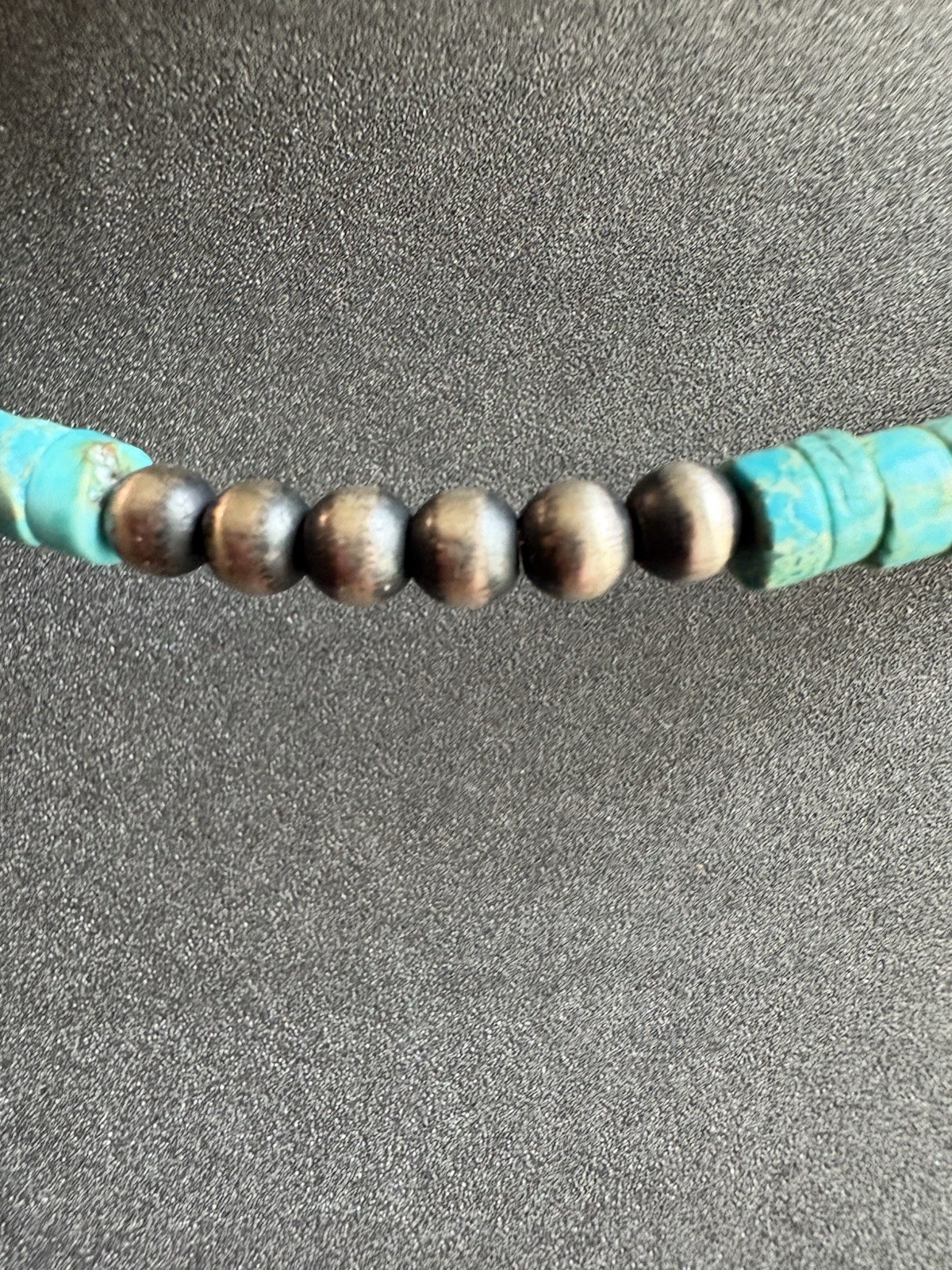 Meranda Thompson-Native American SS Kingman Choker w/ Pearls -17 In