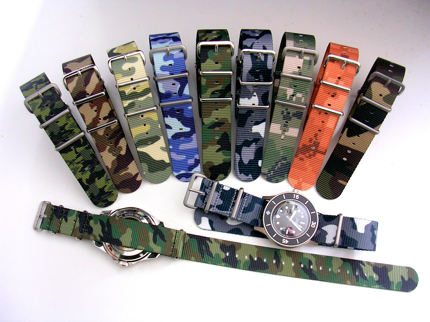 NATO ® CAMO Ballistic nylon G10 watchband Military strap RAF stitched IW SUISSE