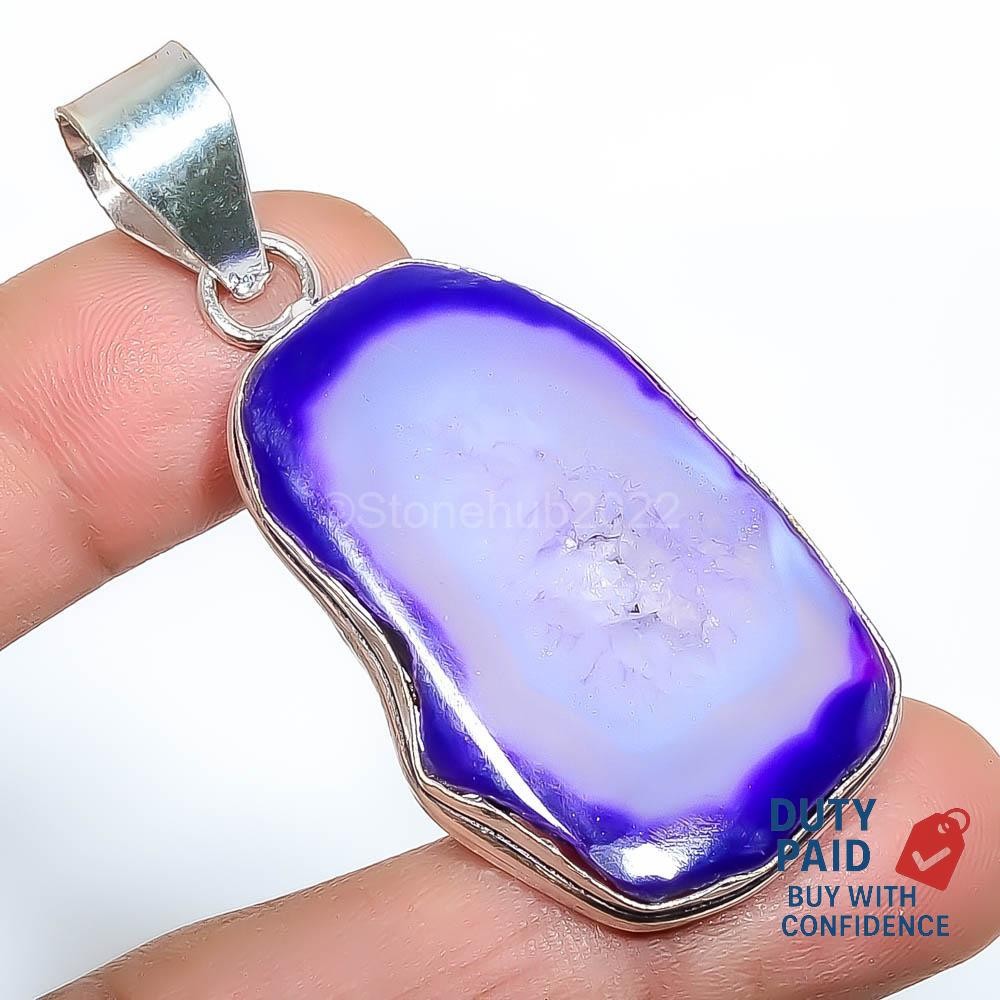 Silver Plated Natural Drusy Wedding Art Deco Mother Channel Set Birthday Pendant