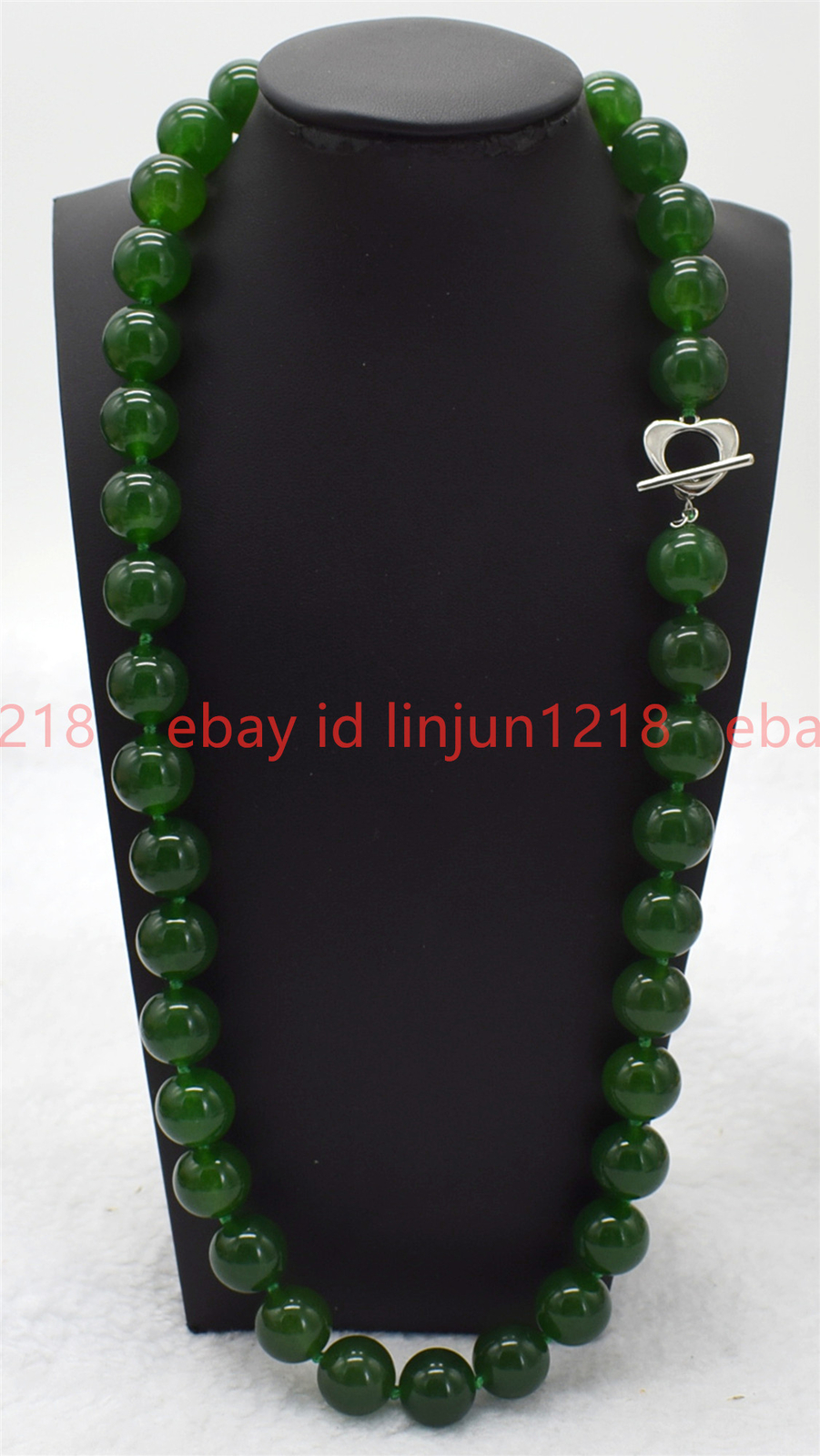Jewely Rare 8/10/12mm Dark Green Jade Gemstone Round Beads Hook Necklace 16-36in
