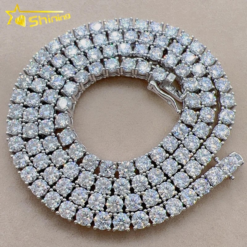 2-6.5mm 6-24″ VVS1 D Moissanite Tennis Chain Necklace S925 Pass Diamnd Tester!