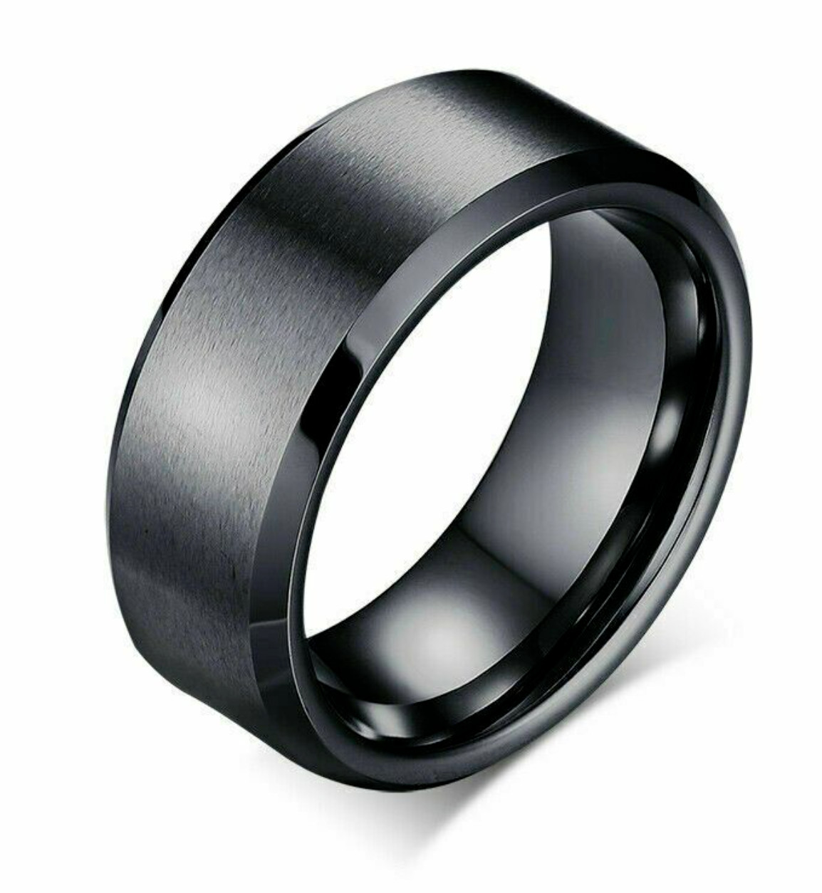 Men Black Stainless Titanium Color Ring Wedding Lover Couple Rings Women 7-12