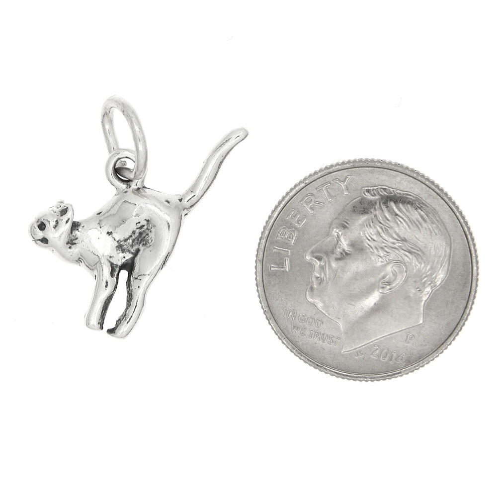 Sterling Silver Alley Cat Scaredy Cat Charm or Pendant