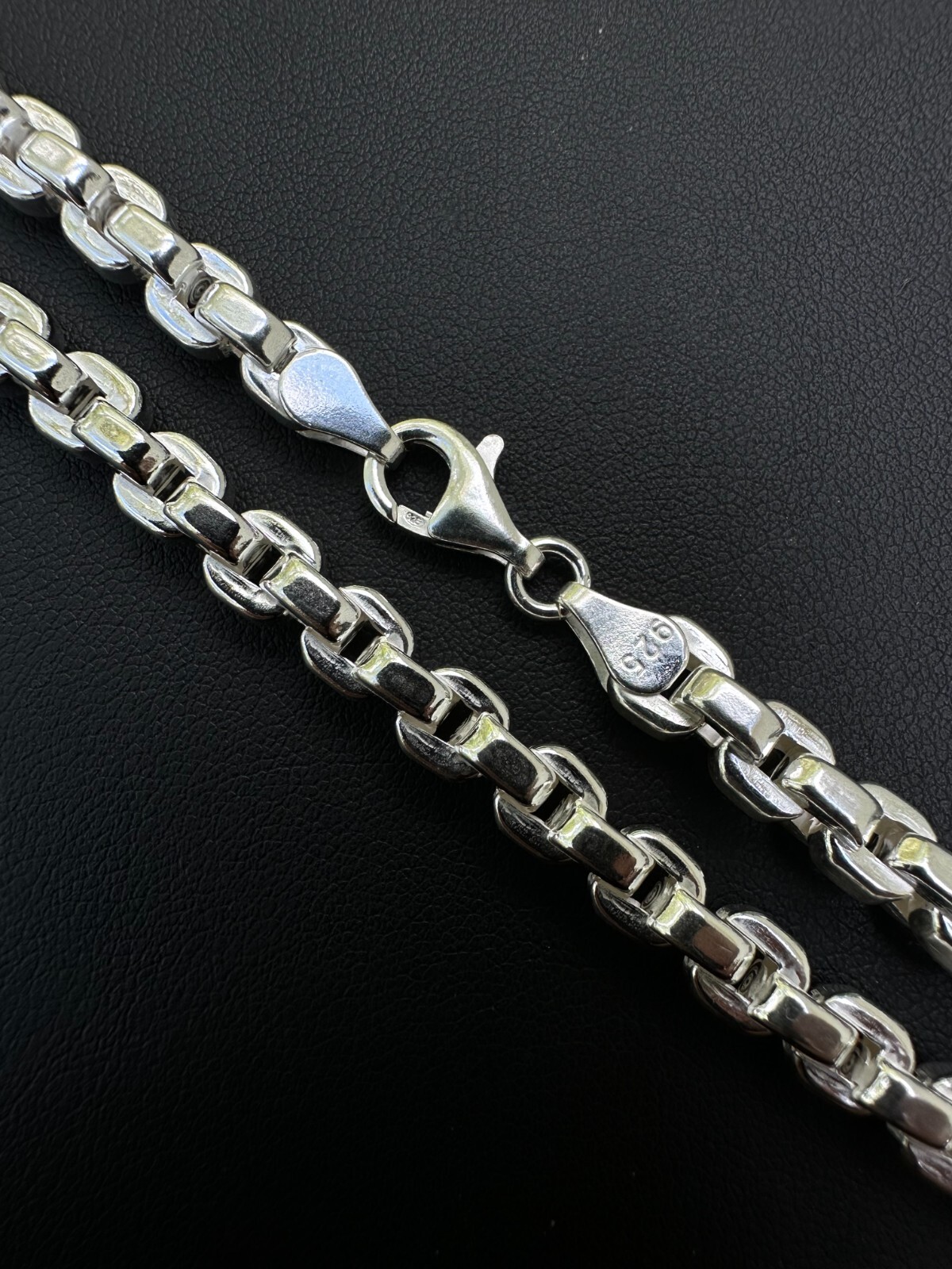 Real 925 Sterling Silver 6mm Men’s Puff Rolo Hermes Link Chain Necklace Bracelet