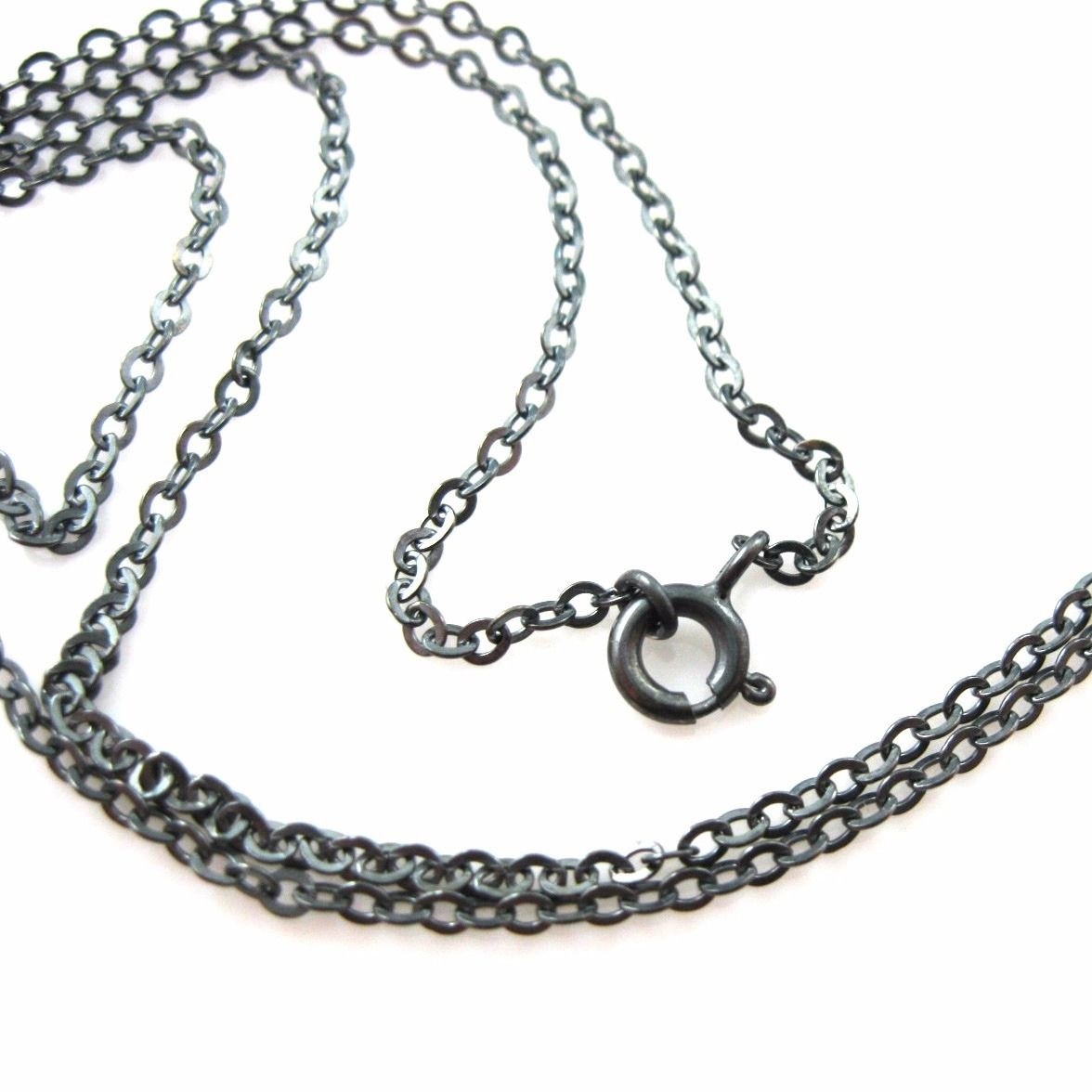 Oxidized Sterling Silver Necklace-2.3 mm Strong Flat Cable (16″-36″)