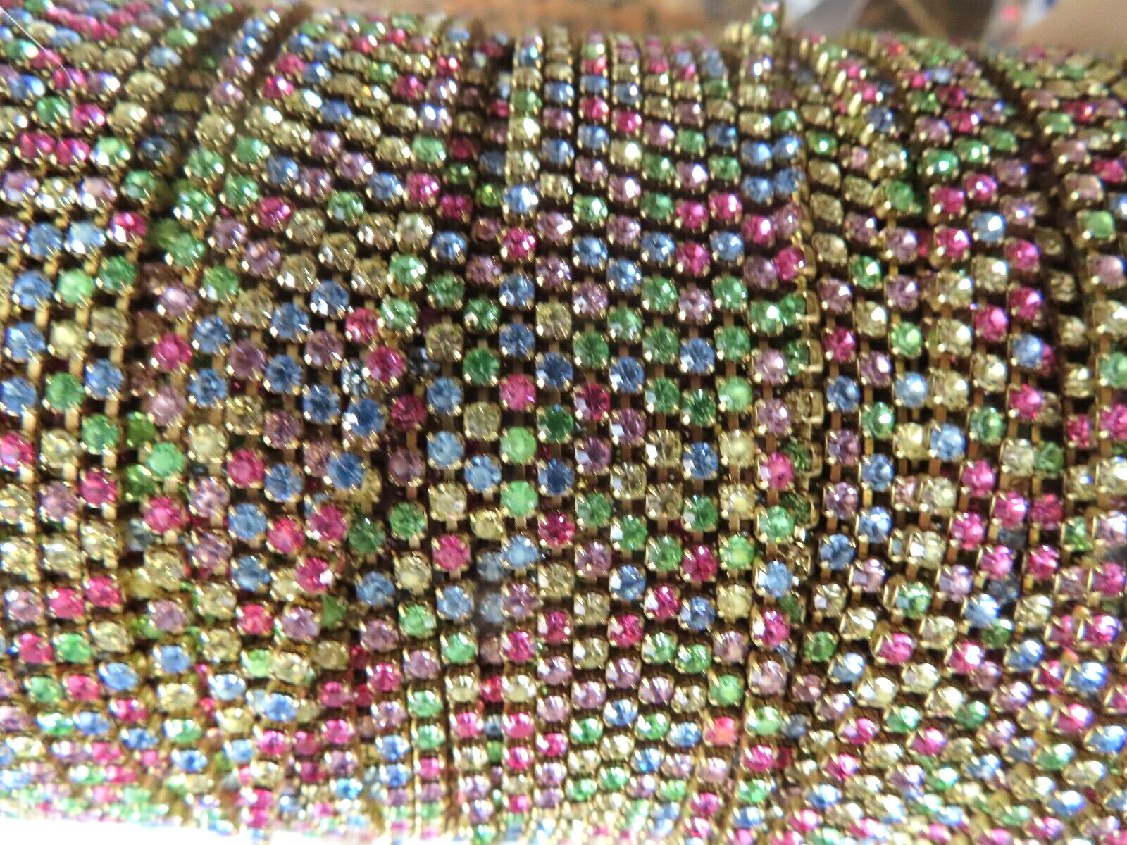 3 feet Swarovski Rhinestone chain 18pp Light multi color/brass.