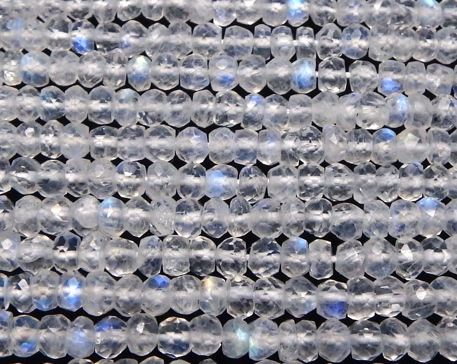 13″ RAINBOW MOONSTONE 3-3.5mm Micro-Faceted Rondelle Beads AAA NATURAL /R1