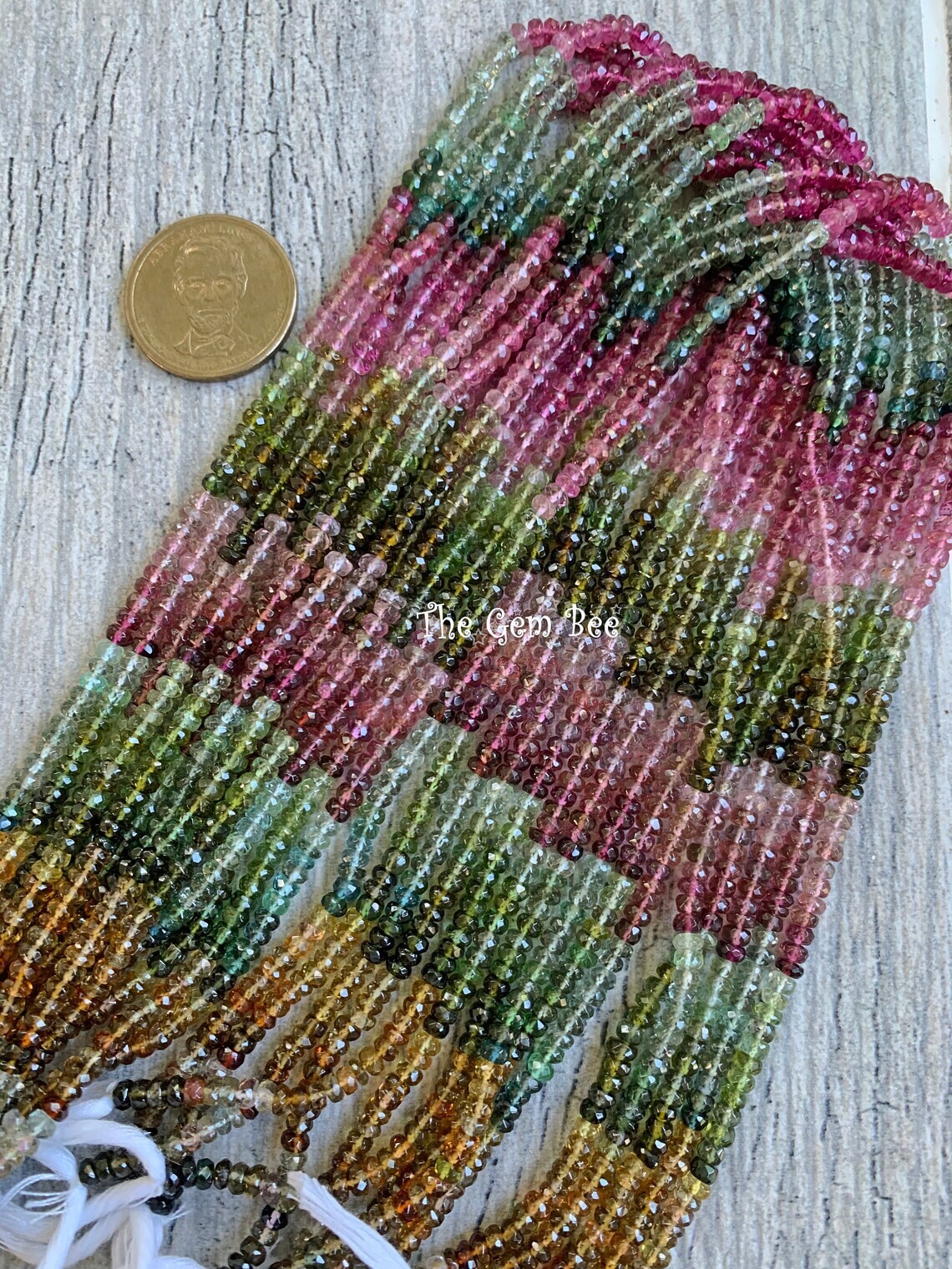4.2mm Brazilian Tourmaline Faceted Rondelle Bead 16 inch strand