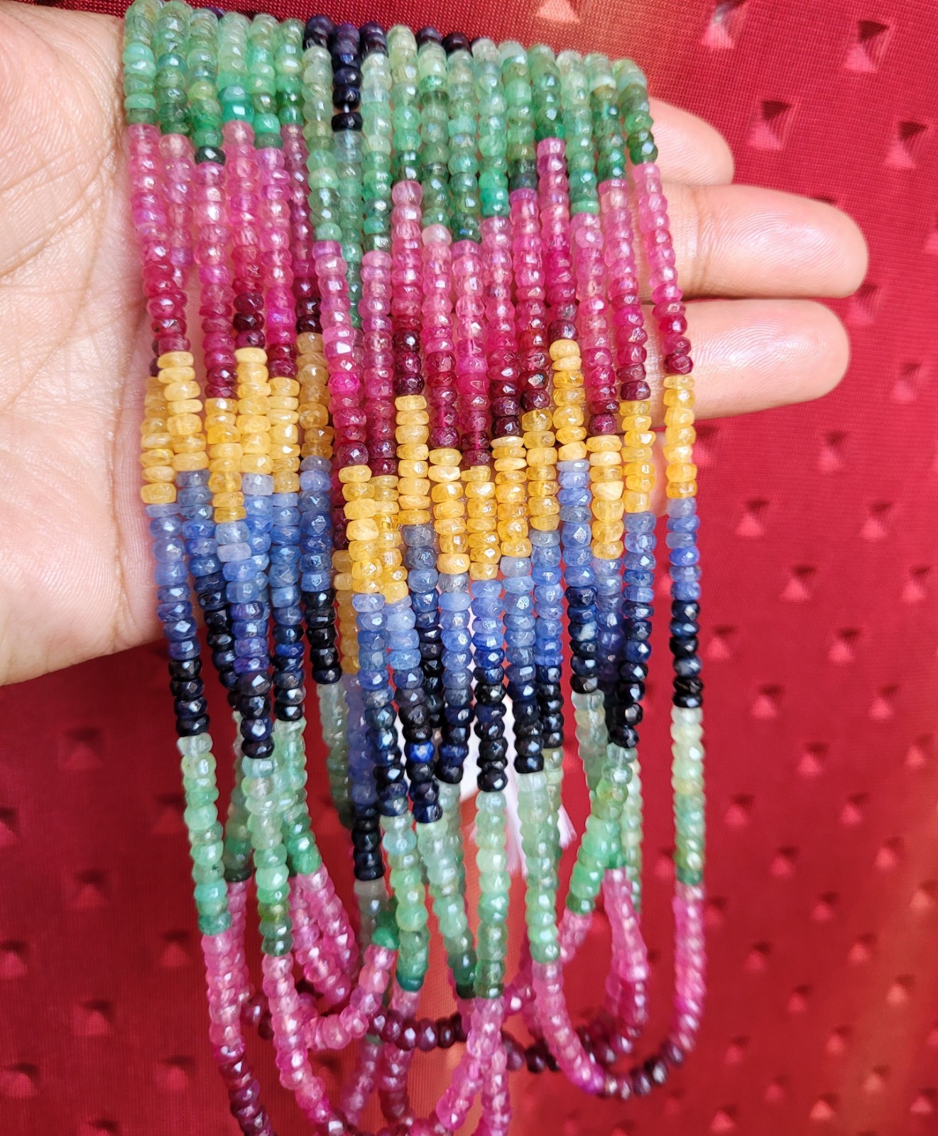 Multi Sapphire Faceted Beads 4-5mm 16 Inch Natural Gemstone Necklace Strand