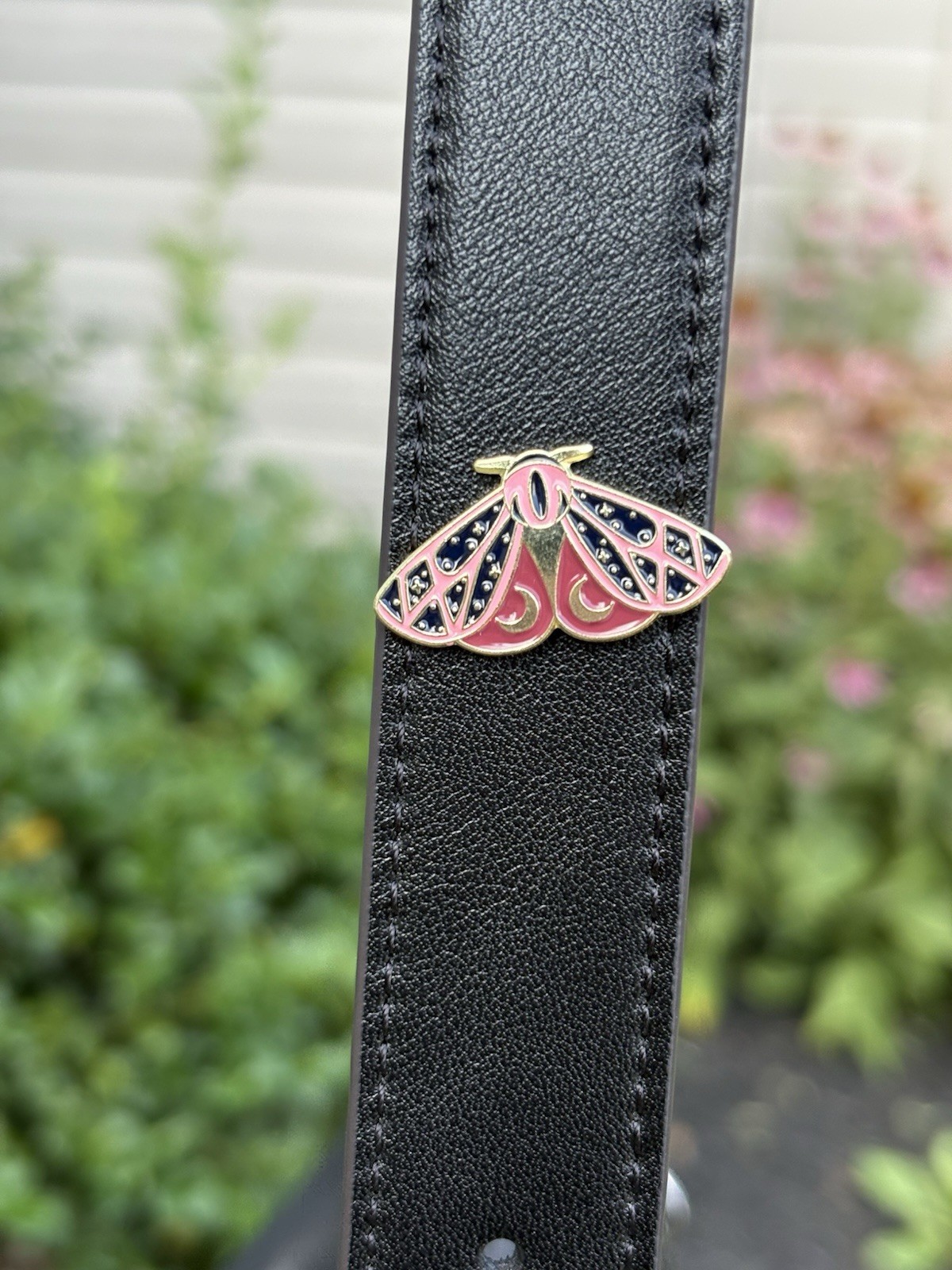 Pink Black Gold Tone Moth Enamel Brooch Pin – Animals & Insects Theme