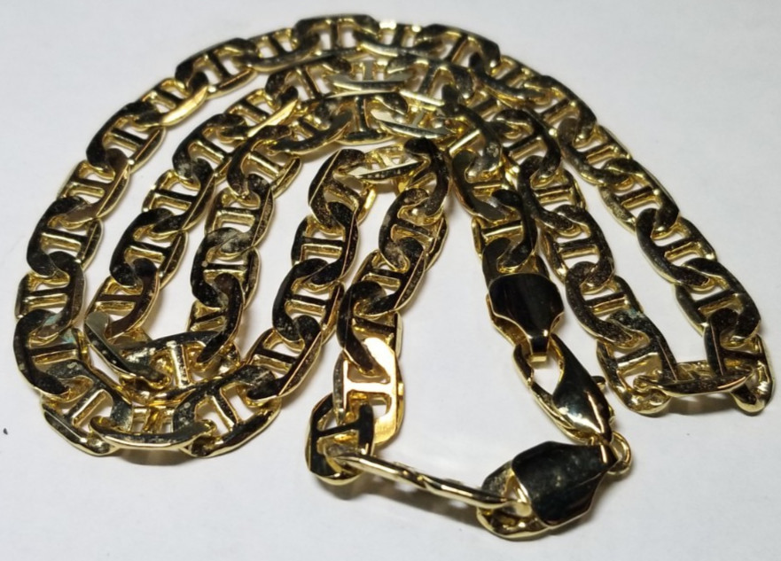 Mariner Link Shiny Gold Tone Chain Vintage Mens or Womens Necklace 23 Inch JE1