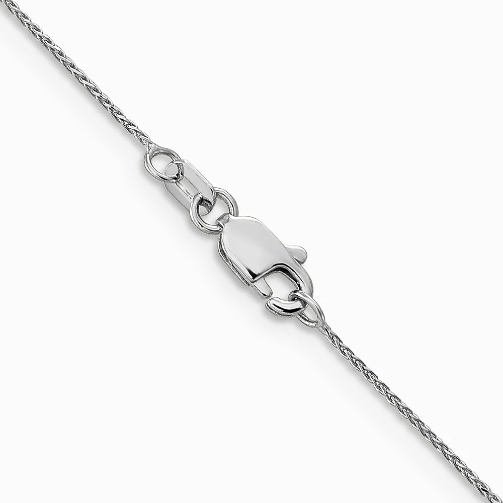 14K White Gold .85mm Diamond-Cut Spiga Chain Necklace 16″-24″
