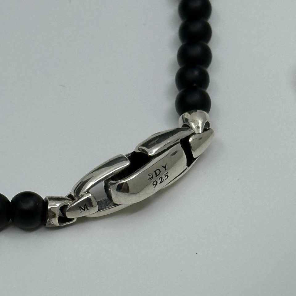Authentic david yurman men’s cross bracelet black onyx and sterling silver