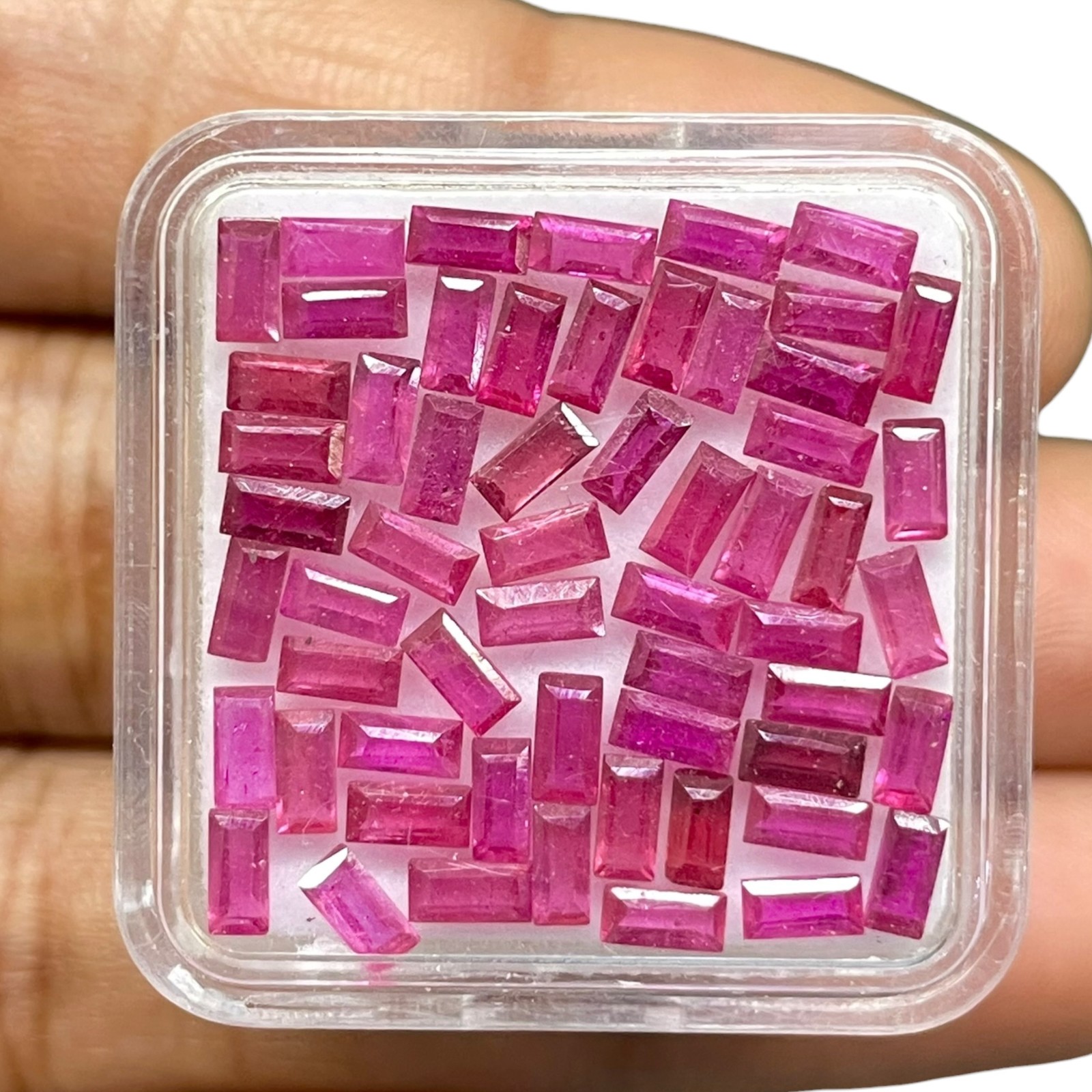 10 Pcs Natural Mozambique Ruby 4x2mm Baguette Cut Pinkish Red Loose Gemstone Lot