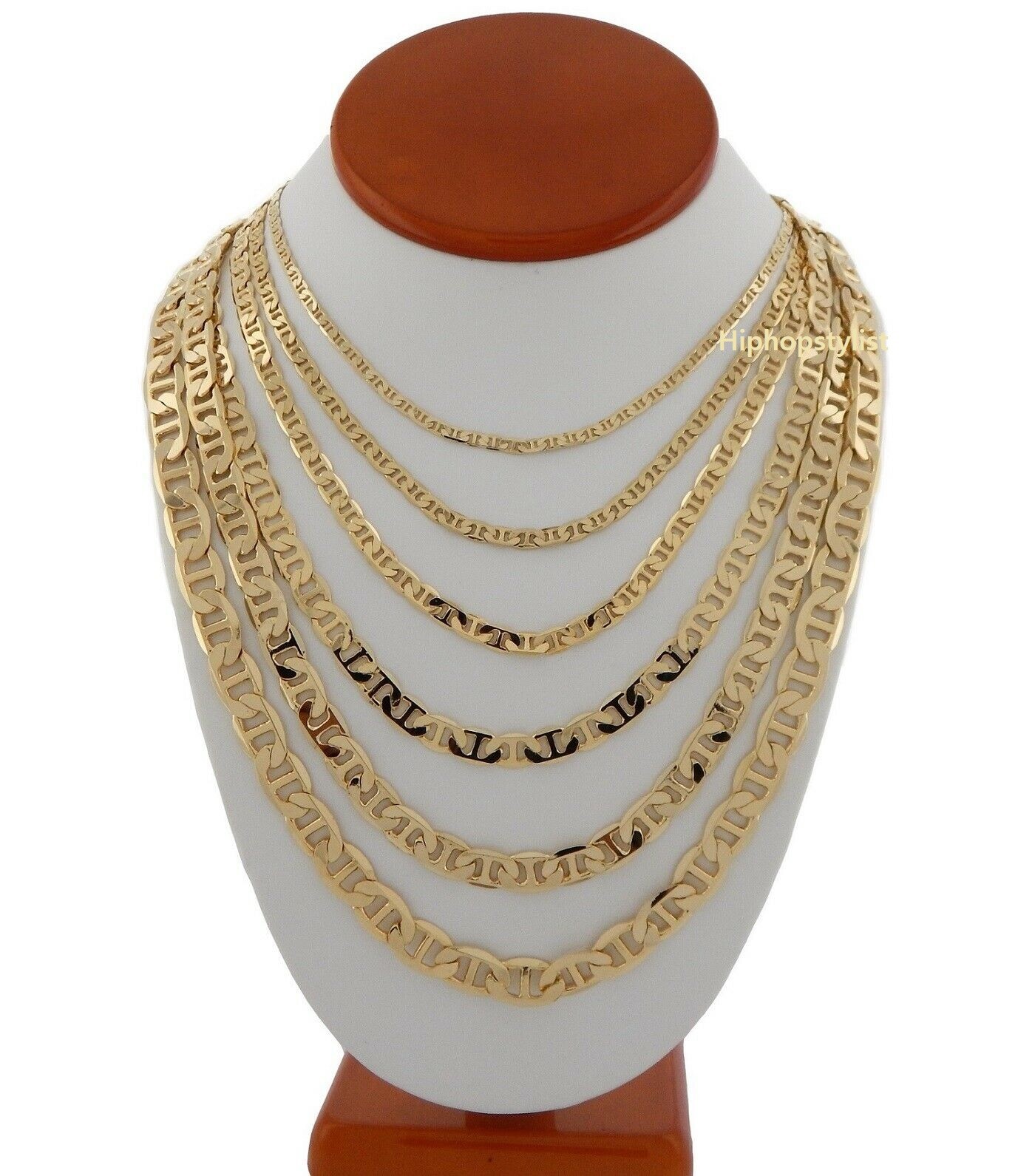 Men’s Mariner Anchor link Chain 14k Gold Plated 3mm to 9mm 20 – 30 inch Necklace