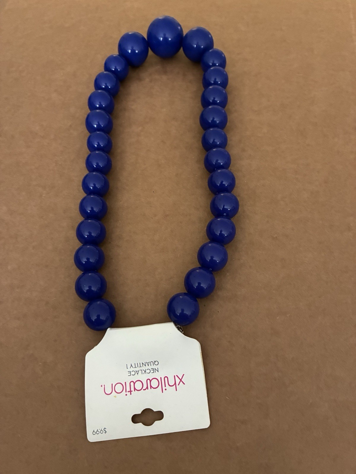 Xhilaration Blue Plastic Beaded Statement Necklace Ball/Bead Chain Adjustable