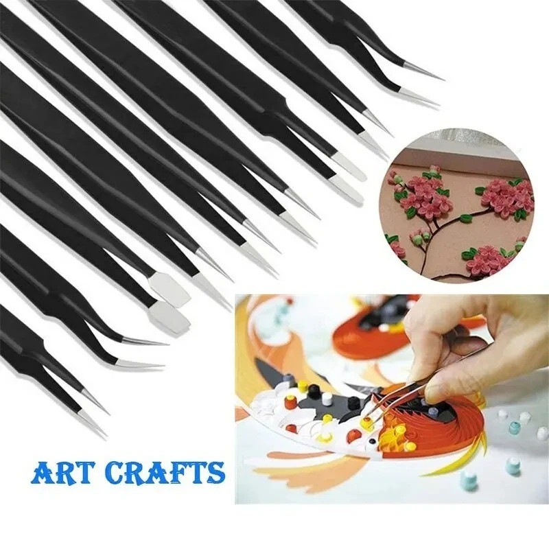 Stainless Steel Precision Tweezers Set Anti Static Electronic Repair Tools