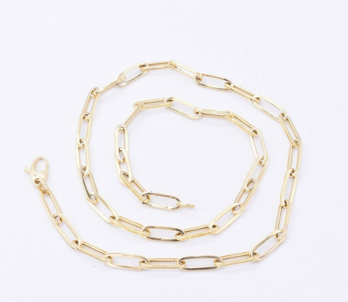4.4mm Paperclip Long Link Chain Necklace 10K Real Yellow Gold All Sizes