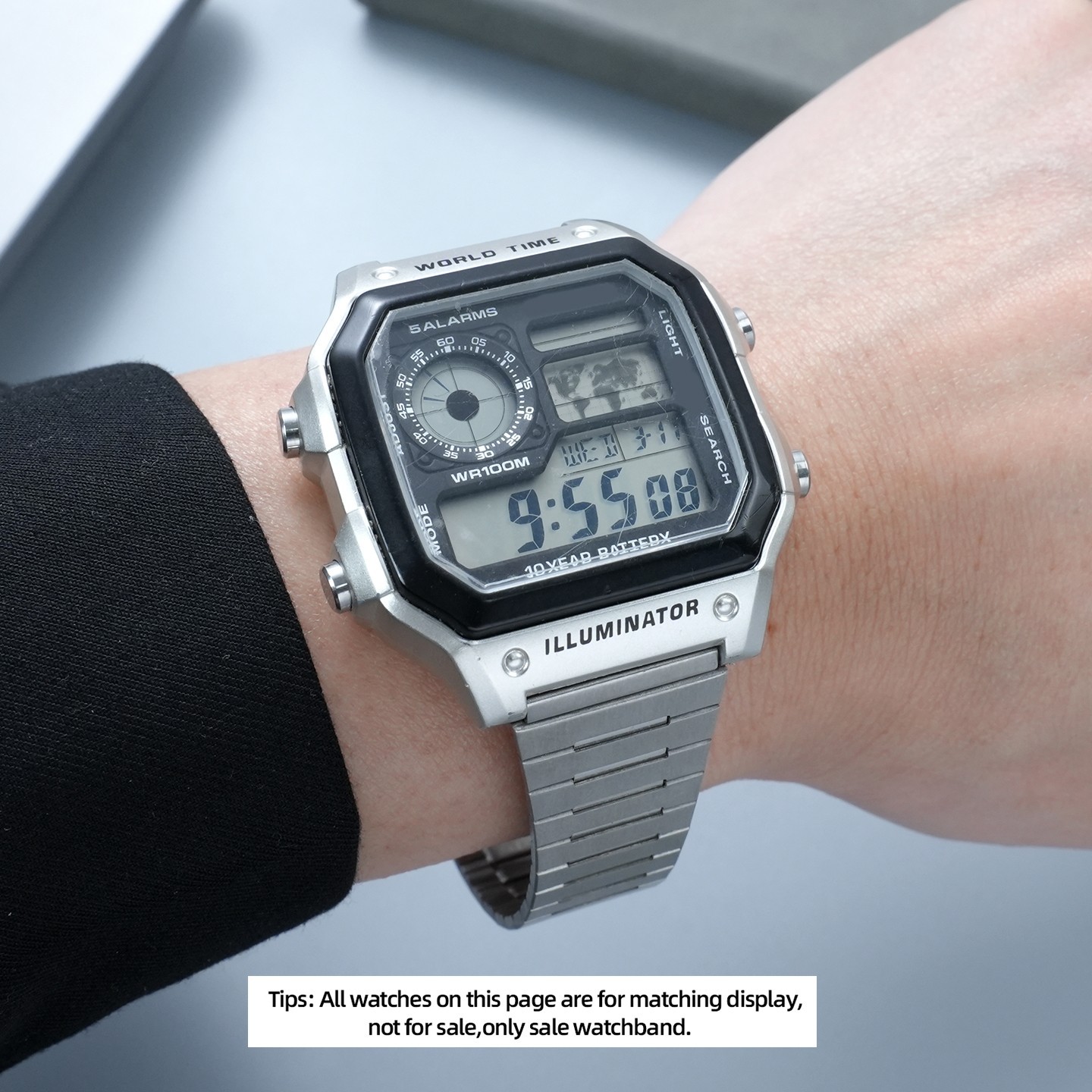 For Casio AE1200 AE1300 A-168 A158 Steel Watch Bands WS-1600H Metal Strap 18mm